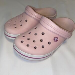 Crocs Crocband Pearl Pink/Wild Orchid White Clog Slip On W7